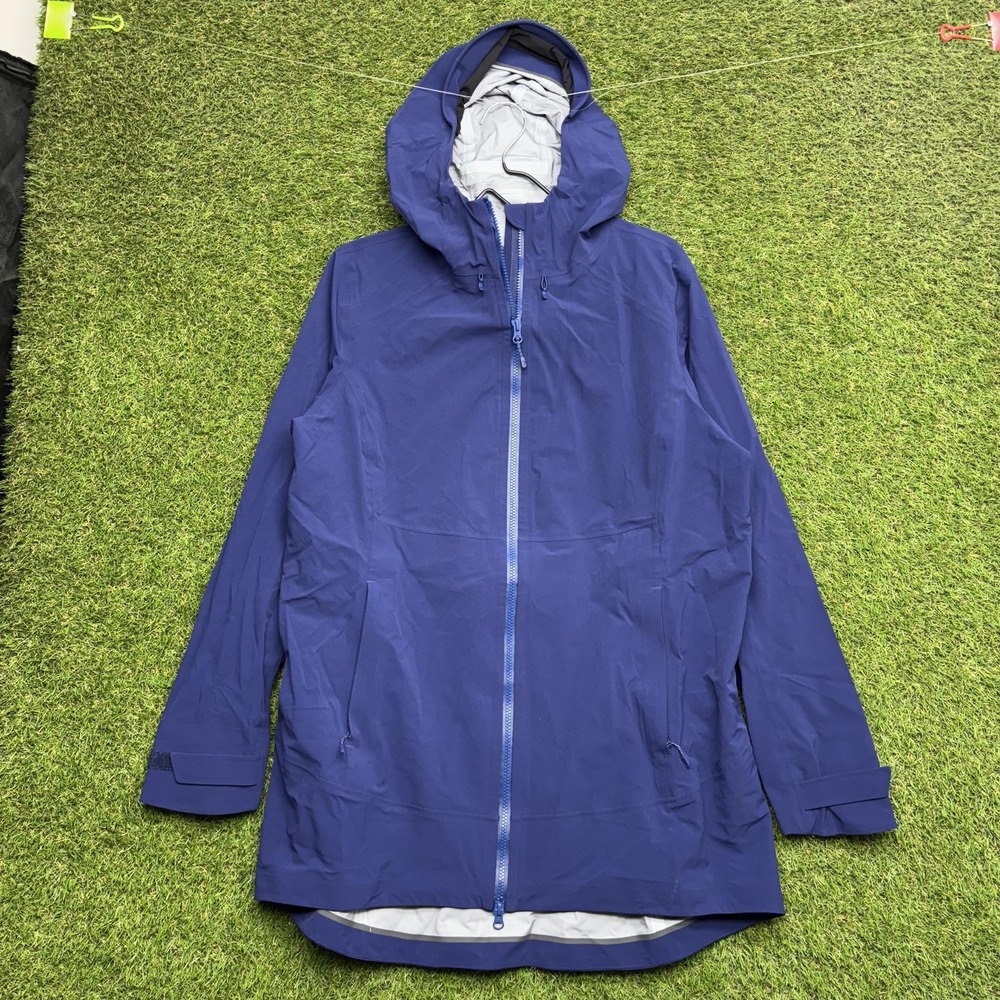 Duluth Trading Co Coat Mens Large Blue Hooded Rain Waterproof Softshell Outdoor
